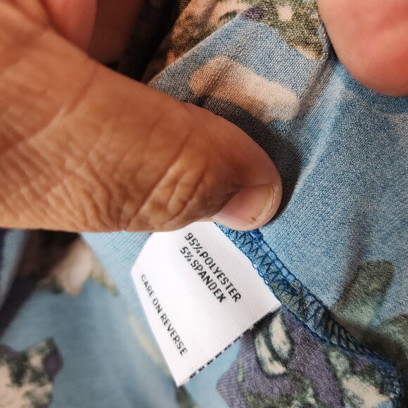 Calvin Klein Long Sleeve Tunic Blouse Blue Floral One Button Back Womens Size 2X - Picture 9 of 16